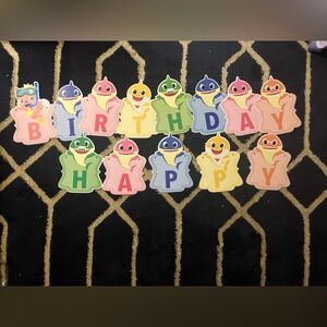 Colorful Baby Shark Birthday Banner